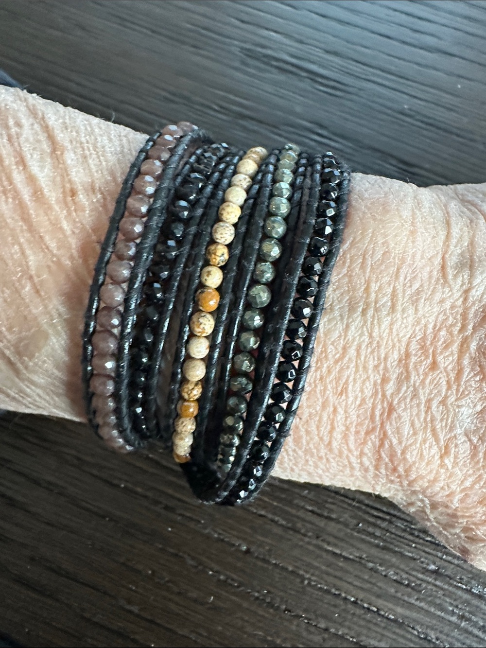 Chan Luu Multi-Strand Wrap Bracelet in Black, Brown and Gold Tones